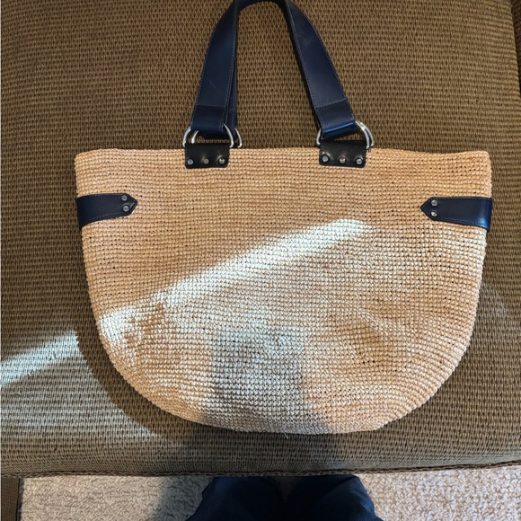 Isabel Marant Handbags - Isabel Marant Bahiba leather trimmed raffia tote